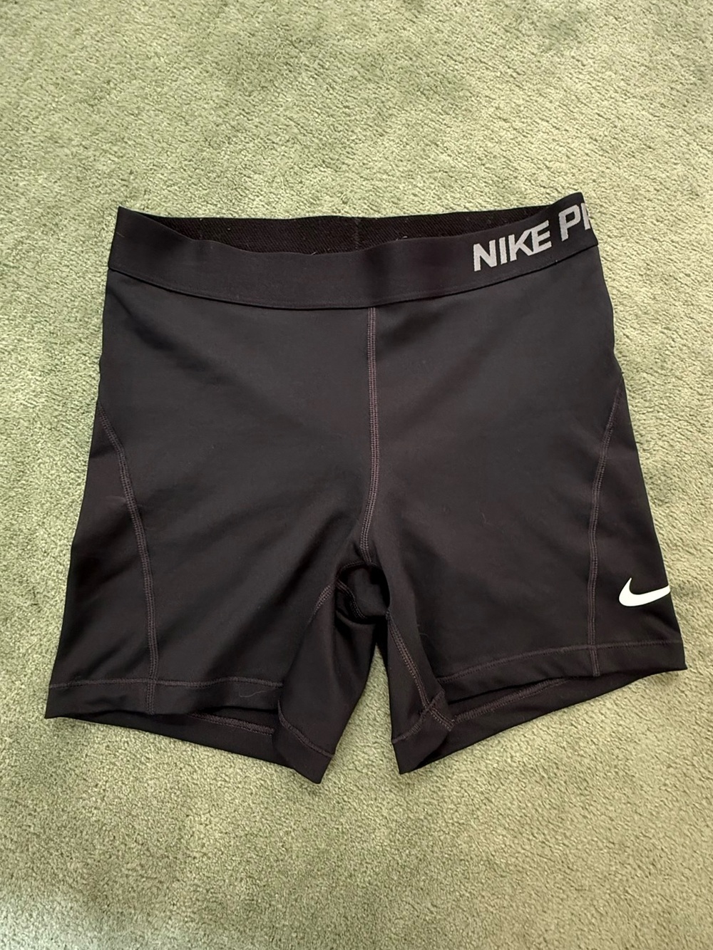 Nike Pro Black Women's Bike Compression Shorts with White Swoosh